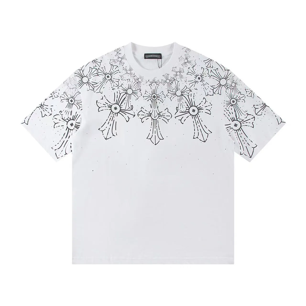 🅿️150 Style: 2025 new Croix Heart short-sleeved T-shirt Material: High version 300g double yarn combed cotton Size: S～XL Color: White Style number: Z026
